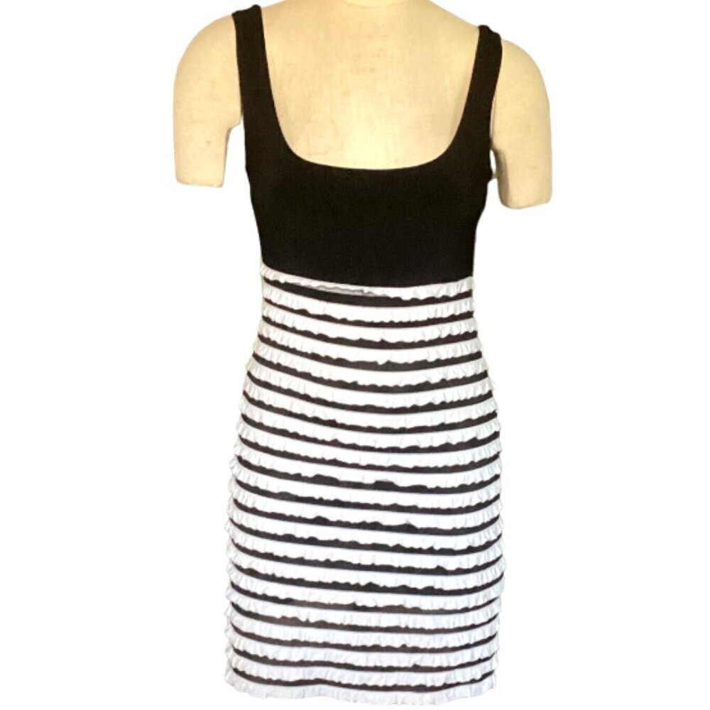 Tank Dress w/ Ruffle Detailing & Sheer Overlay‎ Sz S Venus #129N